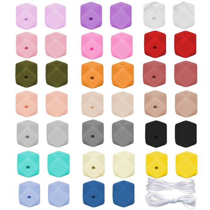 Hexagon Silicone Beads 17mm 40 pcs