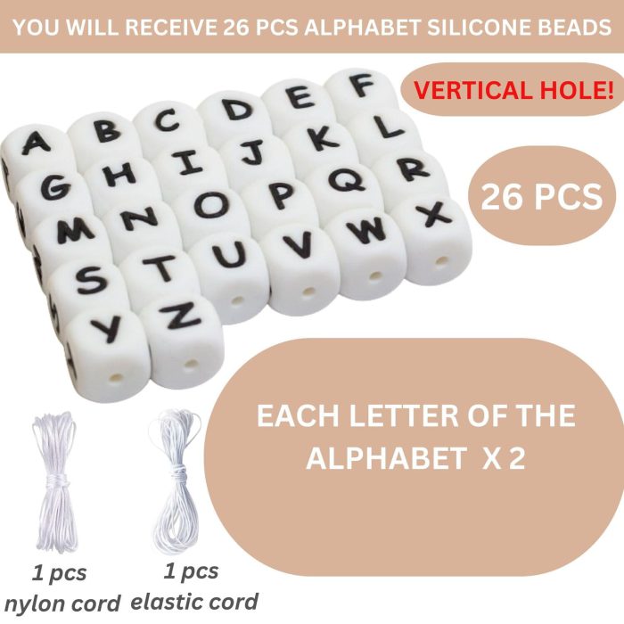 Vertical Letter Silicone Beads 26 pcs - Image 7