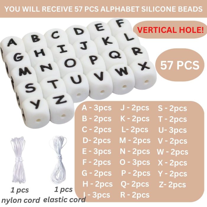 Vertical Letter Silicone Beads 57 pcs - Image 7