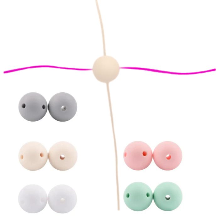 Double Hole Silicone Beads Round 15mm Stopper Safety Beads 16pcs