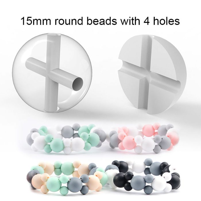 Double Hole Silicone Beads Round 15mm Stopper Safety Beads 16pcs - Image 3